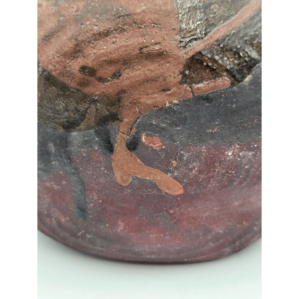 M Casper Studio Pottery Vase Art 7.5in Brown Black‎ Excellent Brutalist 1987